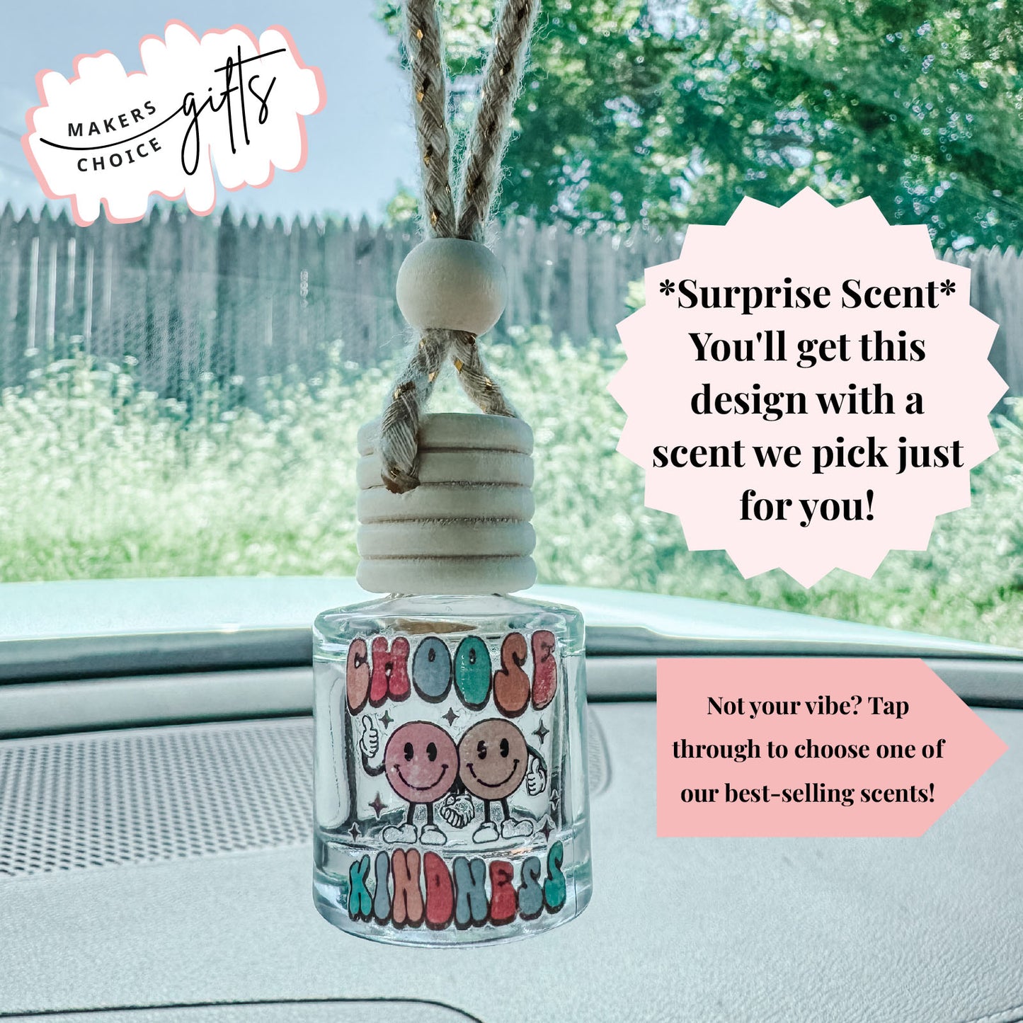 Choose Kindness Hanging Car Freshener