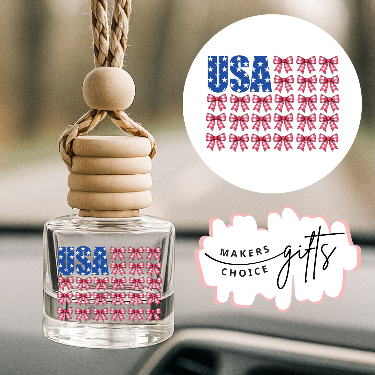 USA Bows Hanging Car Freshener