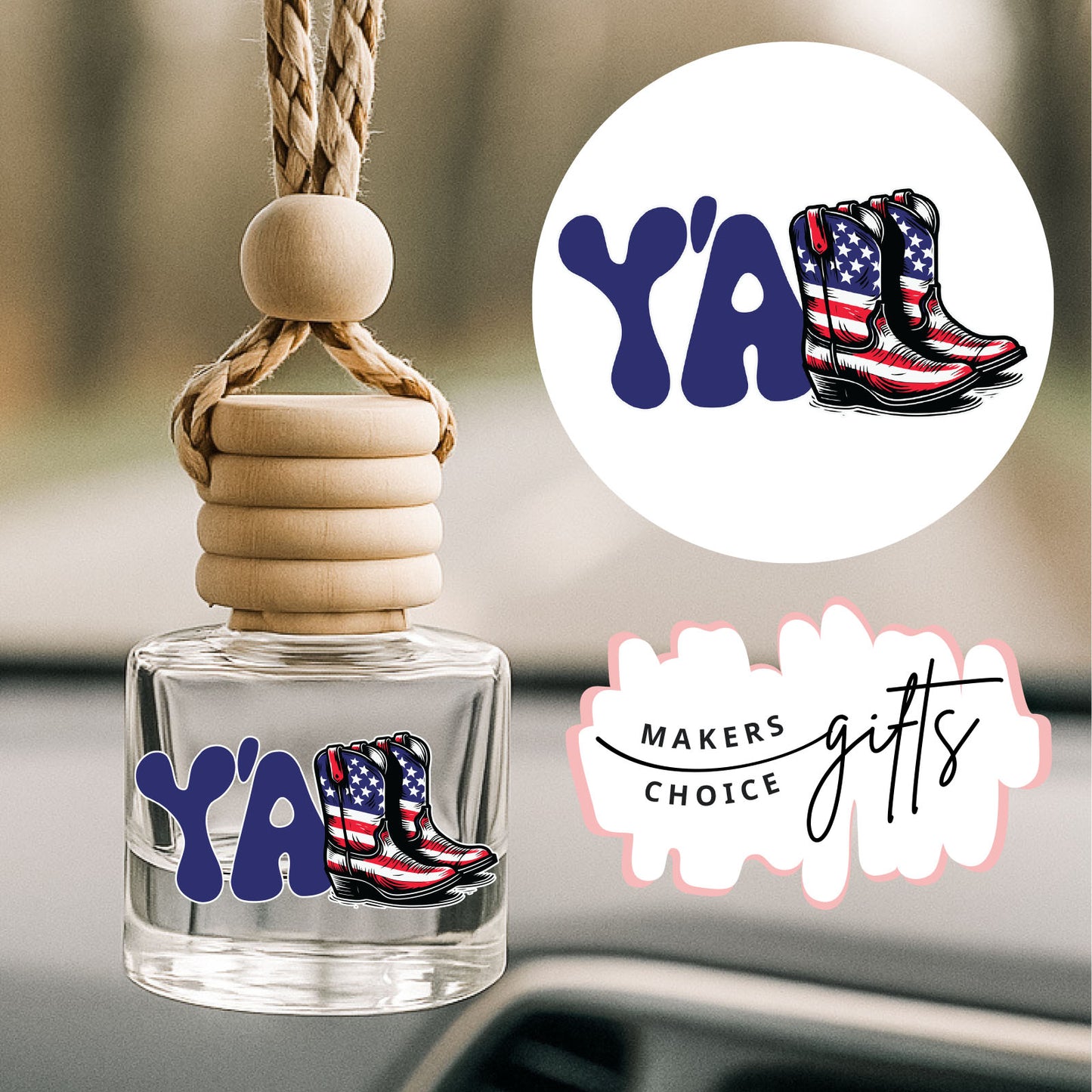 Y'all Boots Hanging Car Freshener