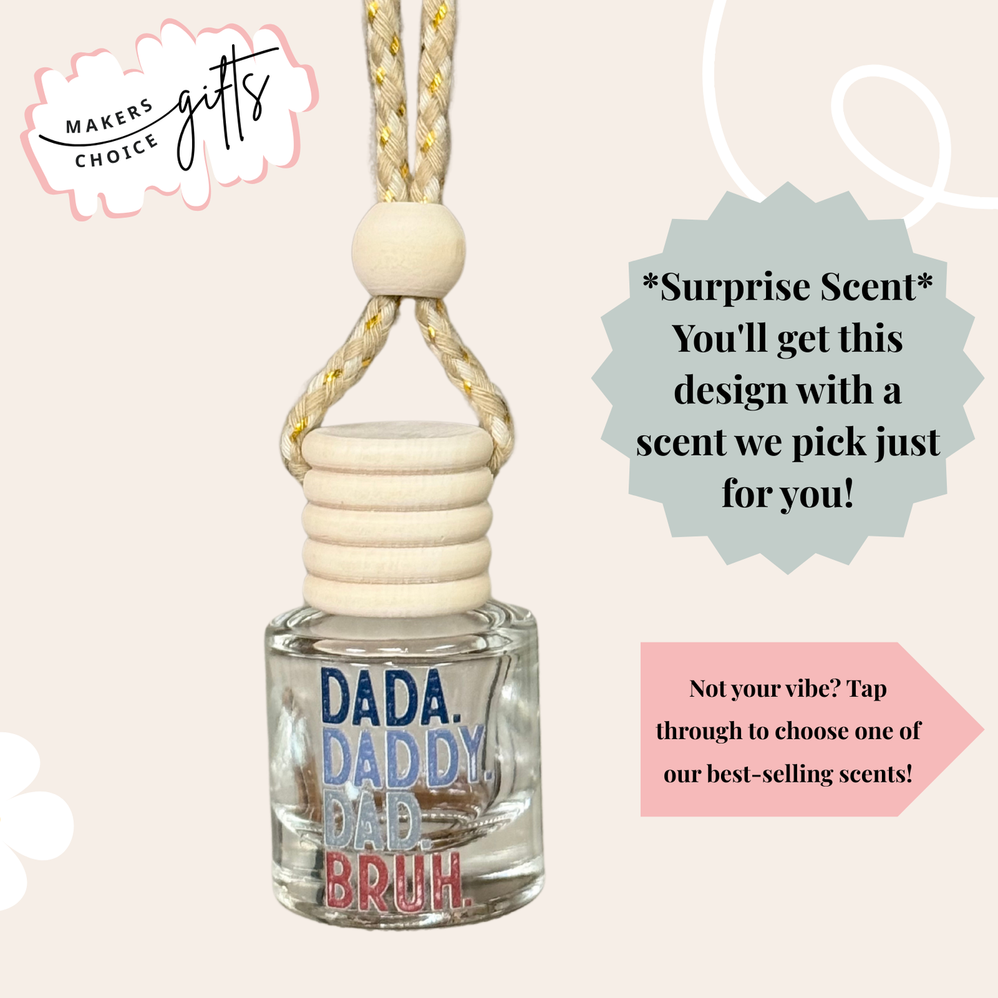 Dada, Daddy, Dad, Bruh Hanging Car Freshener