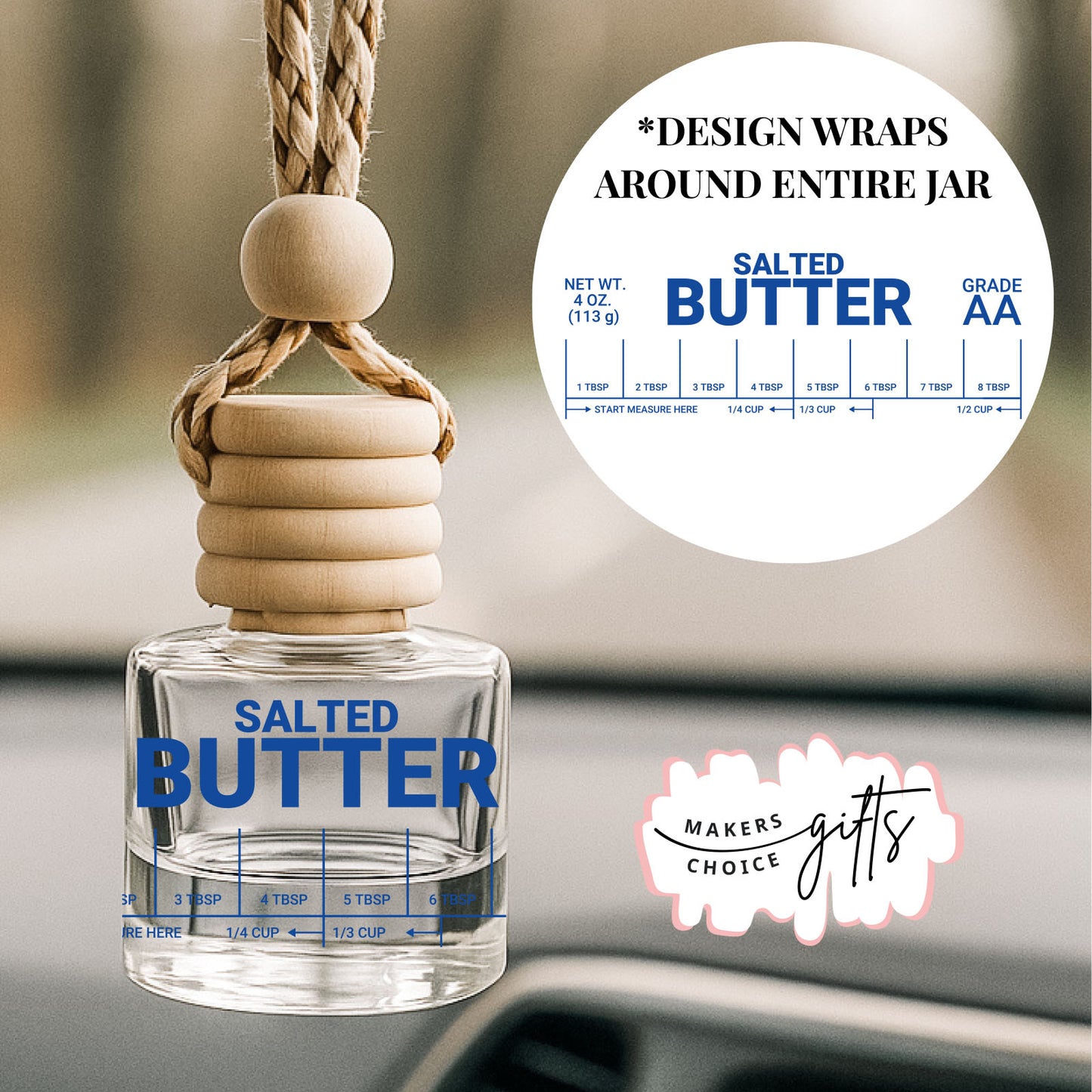 Salted Butter Wrap Hanging Car Freshener