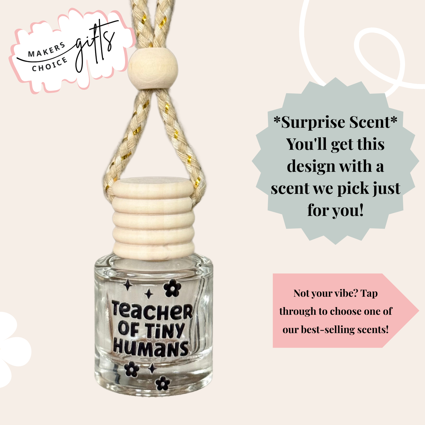 Teacher Of Tiny Humans Hanging Car Freshener