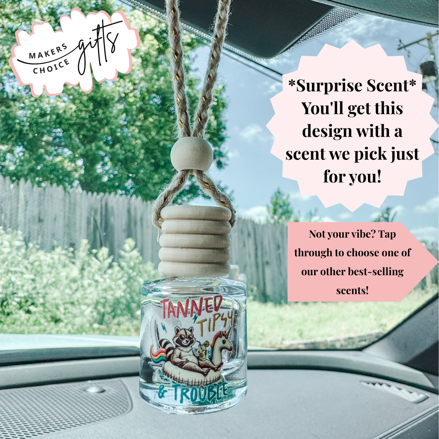 Tanned & Tipsy Hanging Car Freshener
