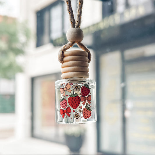 Strawberries and Bows Hanging Car Freshener