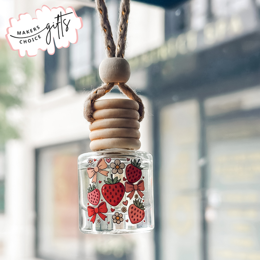 Strawberries & Bows Hanging Car Freshener