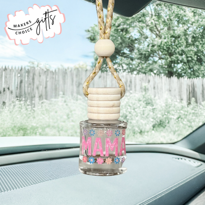 Pink Mama Flowers Hanging Car Freshener