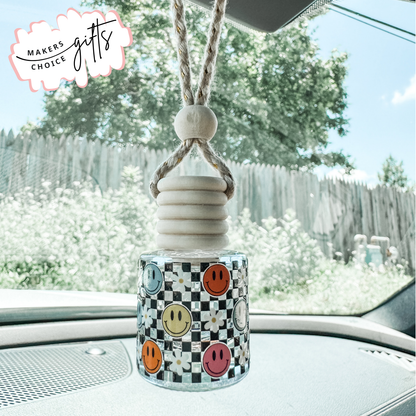 Checkered Smiles Hanging Car Freshener