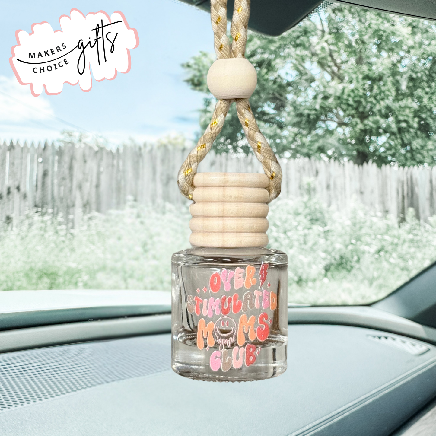 Overstimulated Moms Club Hanging Car Freshener
