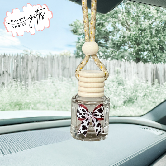 Cow Print Bow Hanging Car Freshener