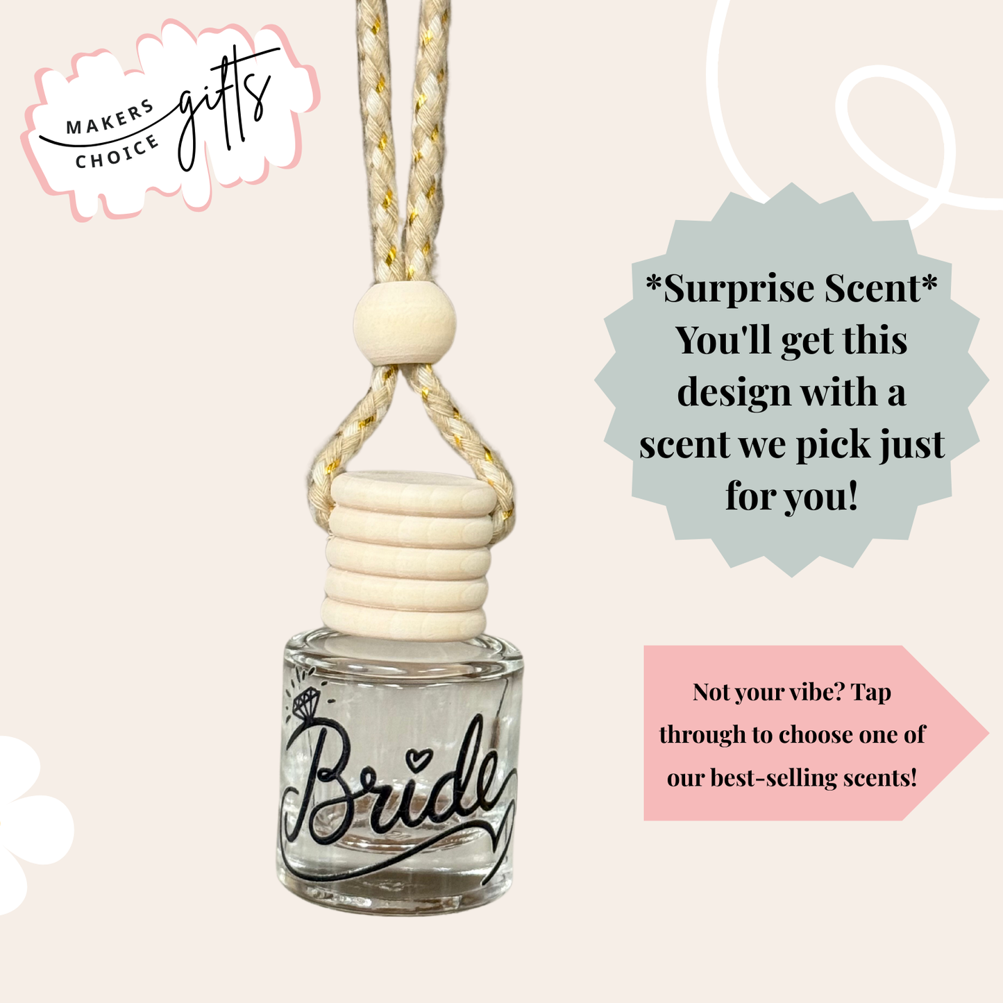 Bride Cursive Hanging Car Freshener