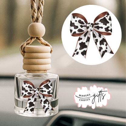 Cow Print Bow Hanging Car Freshener
