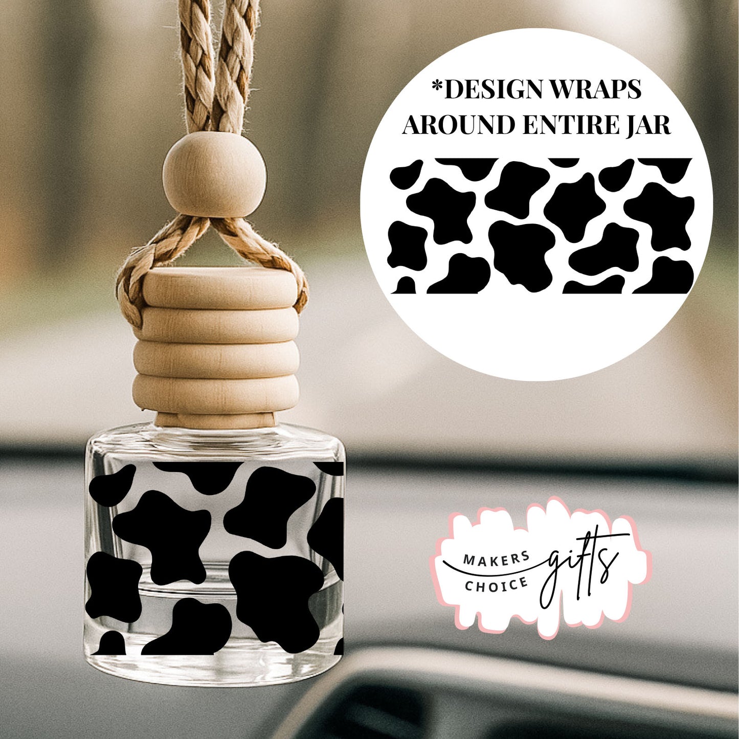 Cow Print Wrap Hanging Car Freshener