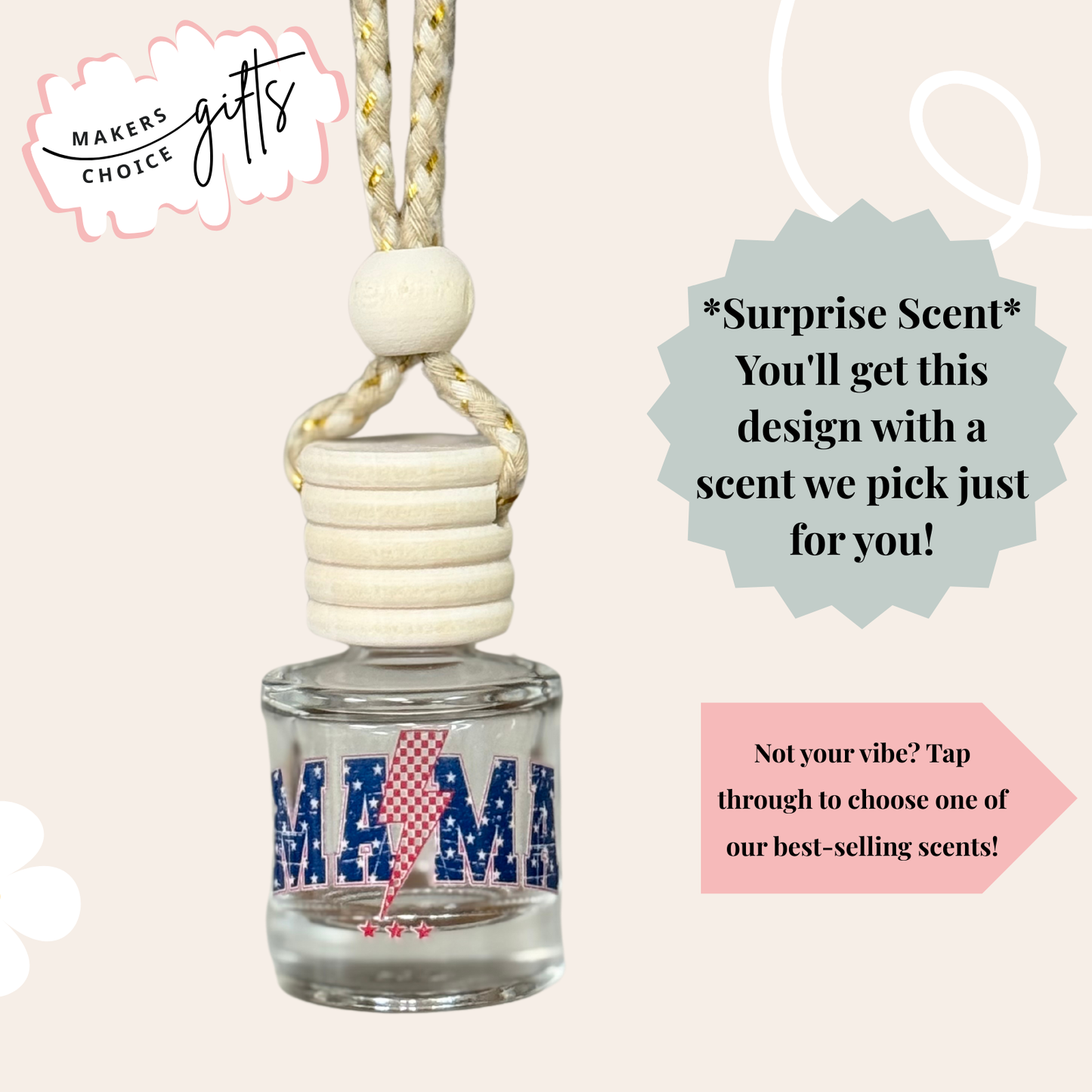Mama Lightening Bolt Hanging Car Freshener