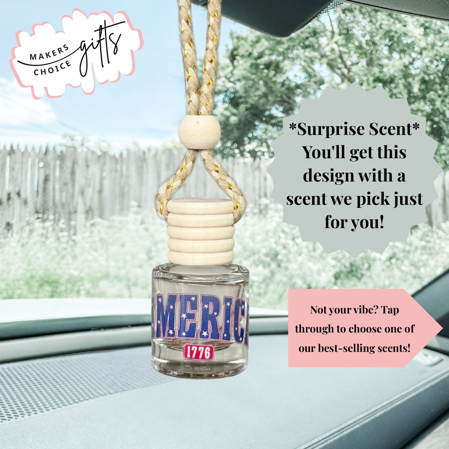 America 1776 Hanging Car Freshener