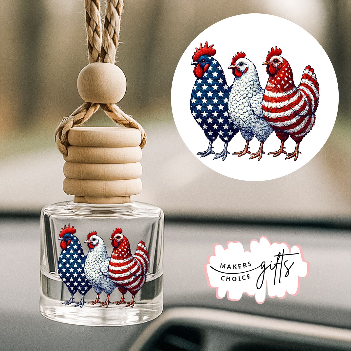 American Roosters Hanging Car Freshener