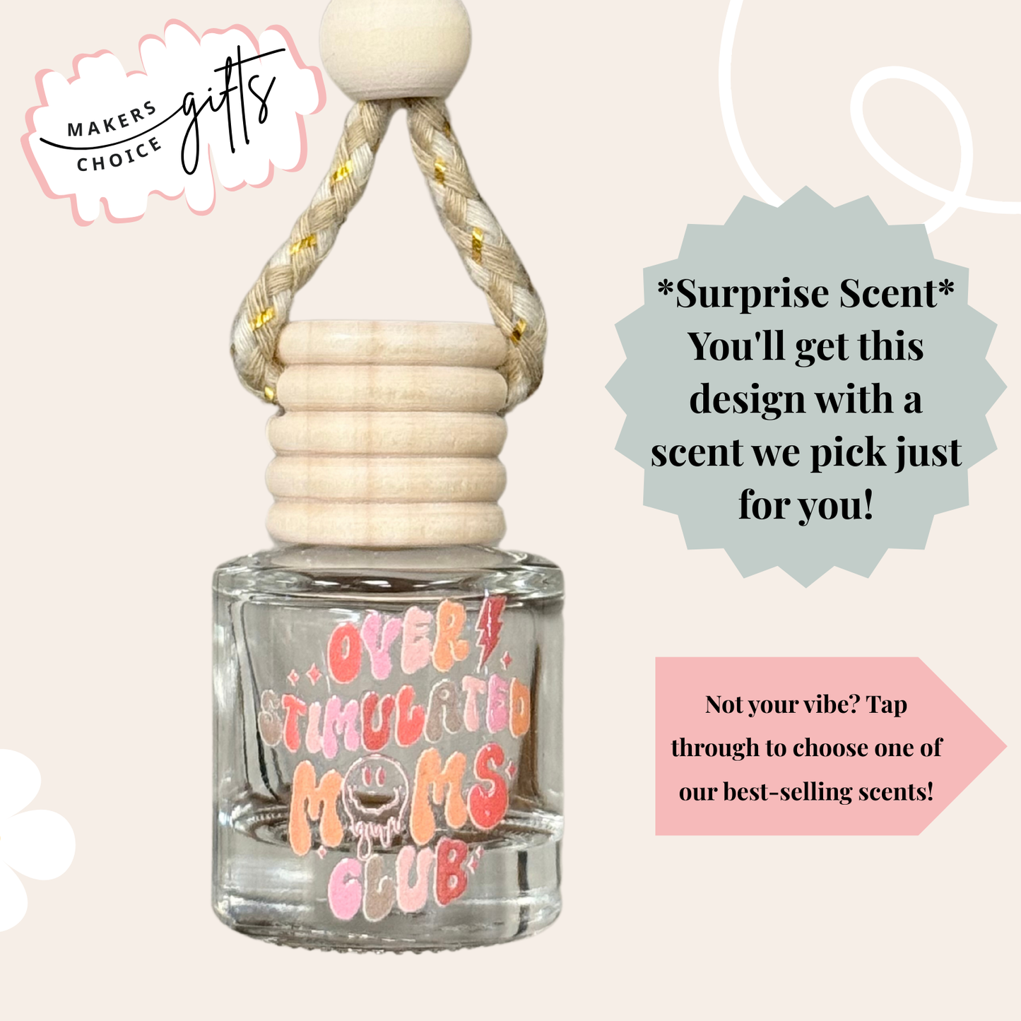 Overstimulated Moms Club Hanging Car Freshener
