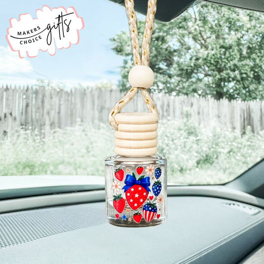 Patriotic Strawberries Hanging Car Freshener