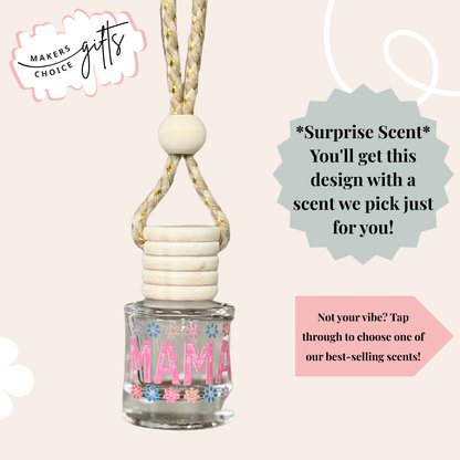 Pink Mama Flowers Hanging Car Freshener