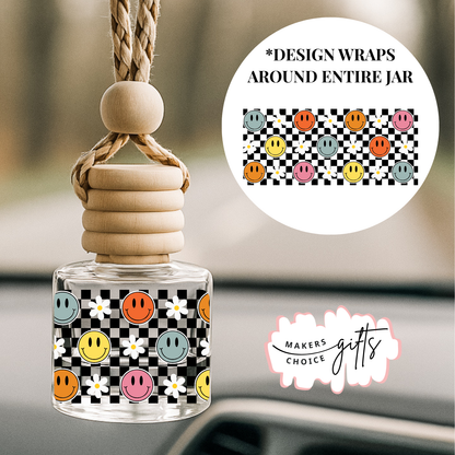 Checkered Smiles Hanging Car Freshener
