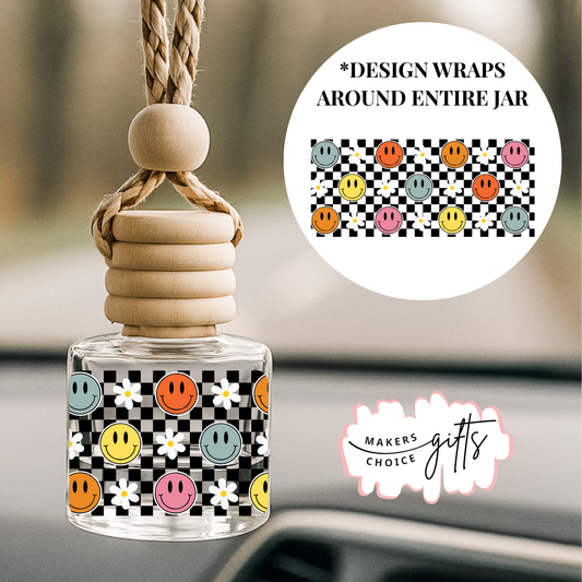 Checkered Smiles Hanging Car Freshener