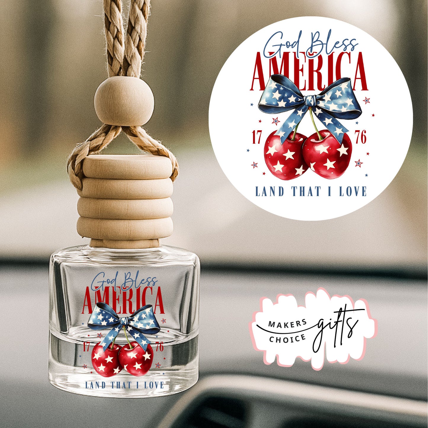 God Bless America Hanging Car Freshener