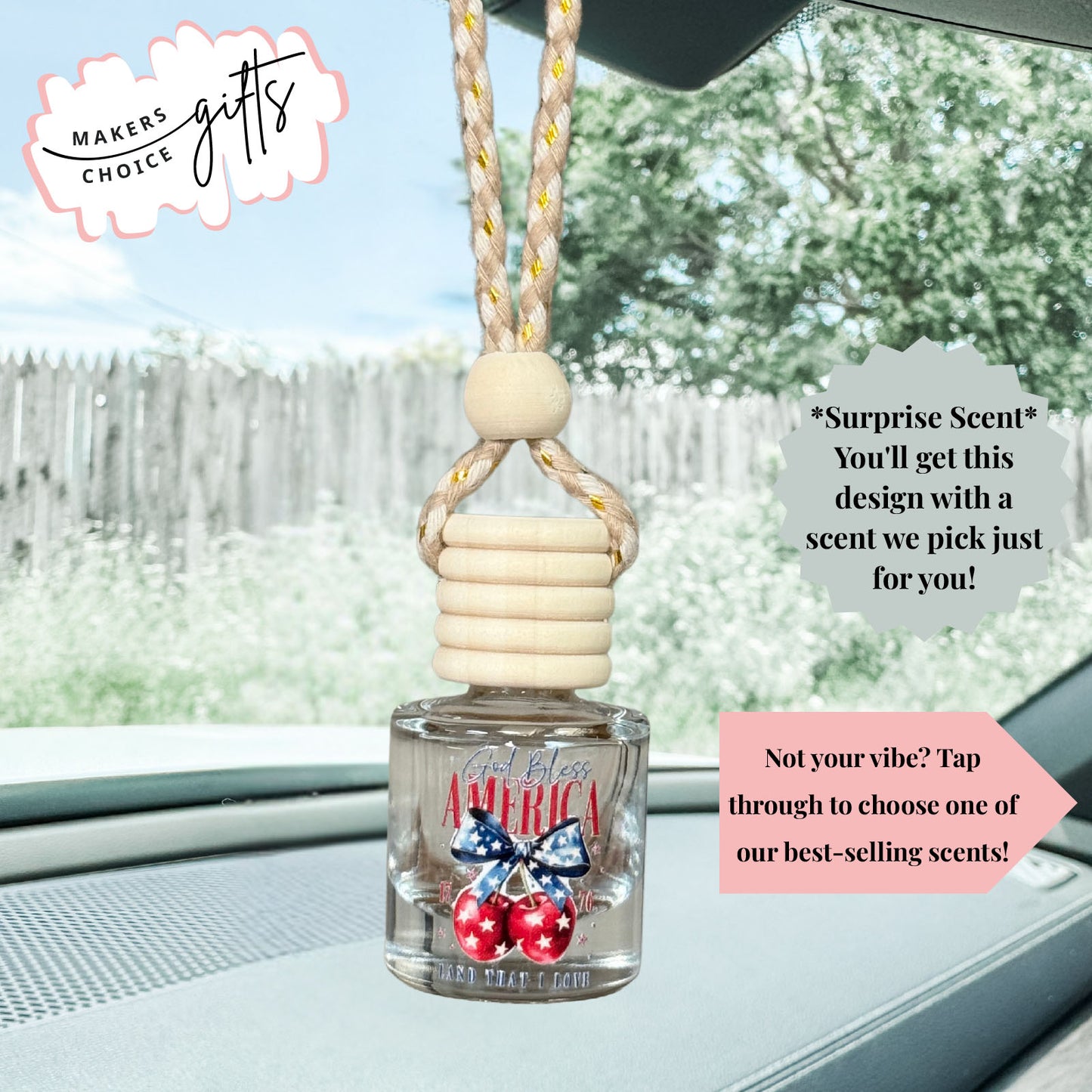God Bless America Hanging Car Freshener