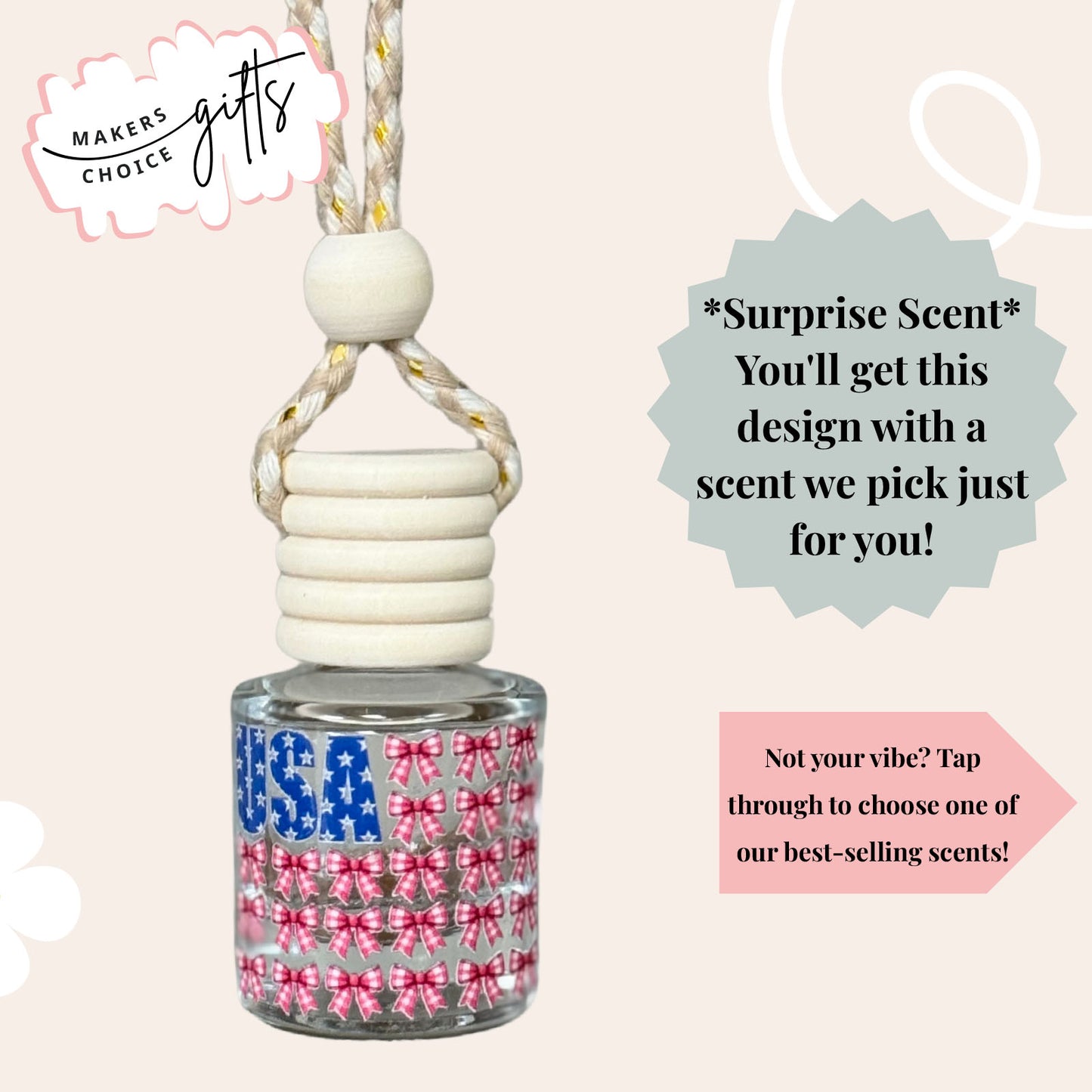 USA Bows Hanging Car Freshener